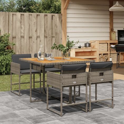 vidaXL Ensemble à manger de jardin 5 pcs coussins gris résine tressée