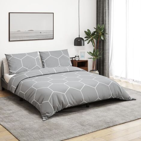vidaXL Ensemble de housse de couette Gris 135x200 cm Coton (1/5)