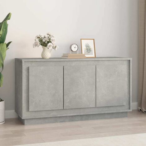 Vidaxl – Buffet gris béton 102x35x55 cm – Bois d'ingénierie résistant à l'humidité – 6 compartiments de rangement – Idéal pour objets décoratifs
