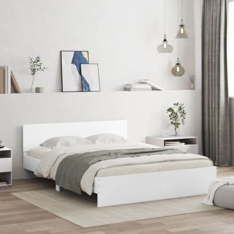 Cadre de lit avec LED sans matelas blanc 150x200 cm vidaXL (1/5)
