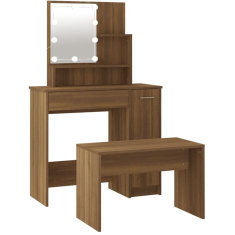 Ensemble de coiffeuse avec LED Chêne marron Bois d'ingénierie vidaXL (1/5)