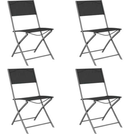 Vidaxl – Chaise de jardin pliable lot de 4 – Acier noir et textilène résistant aux intempéries – Charge maximale 110 kg – Confort optimal pour extérieur