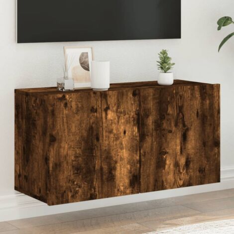 Meuble TV mural chêne fumé 80x30x41 cm vidaXL44551