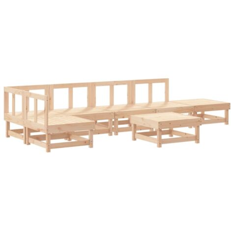 Vidaxl – Salon de jardin 7 pcs en bois de pin massif – Design modulaire – Cadre robuste – Dimensions canapé 61x60,5x62 cm – Table basse 61x60,5x30 cm (1/5)