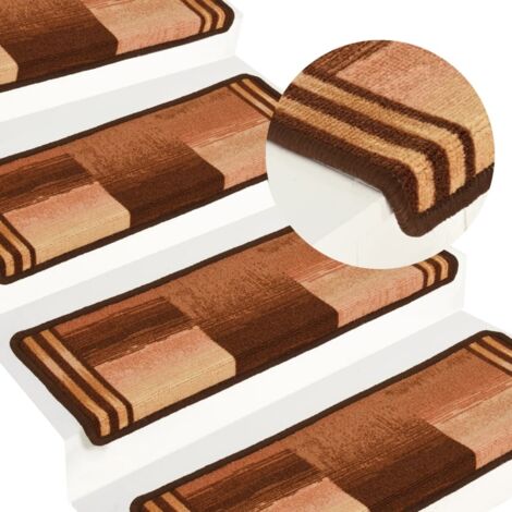 vidaXL Tapis d'escalier autocollants 15 pcs 65x21x4 cm Marron