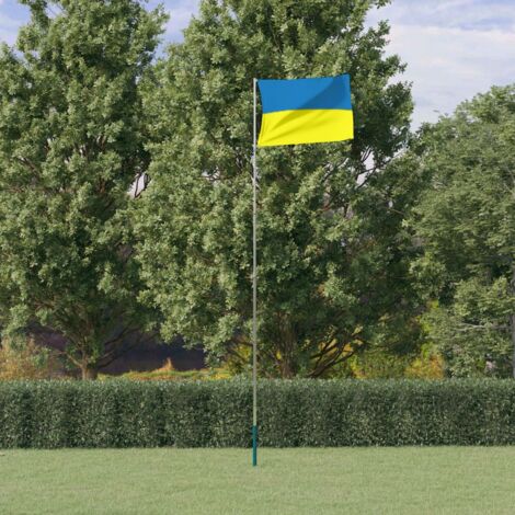Drapeau de l'Ukraine et mât 5,55 m aluminium vidaXL