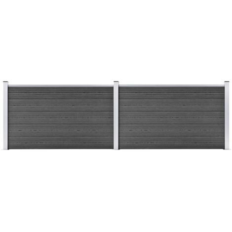 vidaXL Ensemble de panneau de clôture WPC 353x105 cm Noir (1/5)
