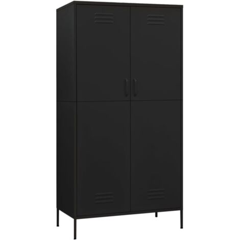 Vidaxl – Armoire en acier noir 90x50x180 cm – 4 étagères réglables – Capacité de charge 100 kg – Bouches d'aération sur les portes