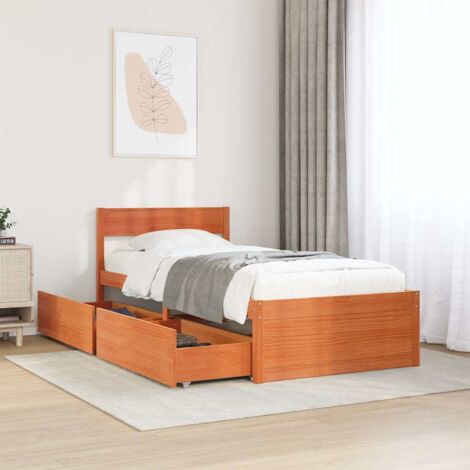 Cadre de lit sans matelas cire marron 90x200 cm bois pin massif vidaXL