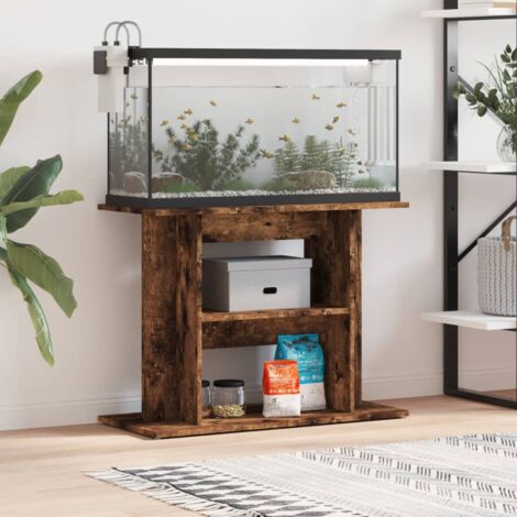 vidaXL Support d'aquarium Chêne fumé 80x35x60 cm Bois d'ingénierie