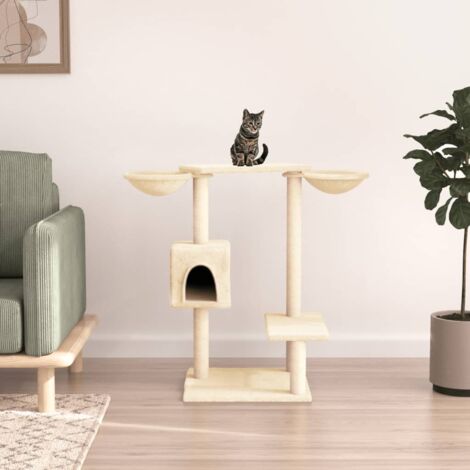 vidaXL Arbre à chat avec griffoirs crème 82 cm (1/5)
