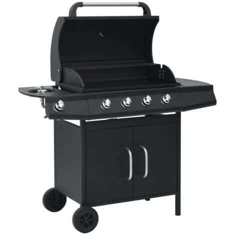 Barbecue à gaz 4+1 zones de cuisson Noir Acier vidaXL (1/5)