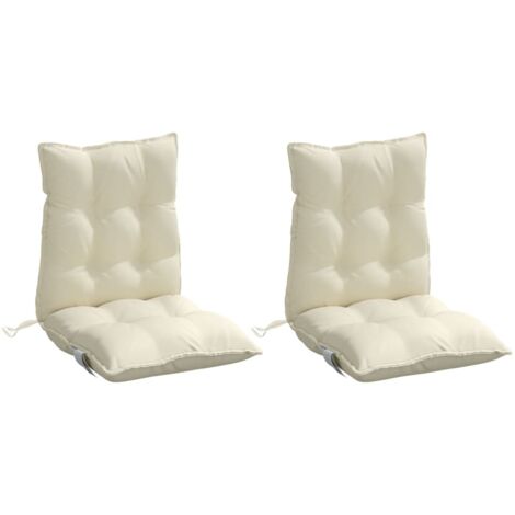 Coussins de chaise à dossier bas lot de 2 crème tissu oxford vidaXL