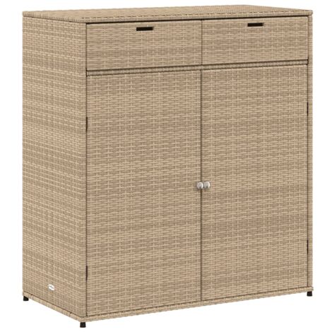 Vidaxl – Armoire de jardin beige 105x55x113 cm – résine tressée – cadre en acier enduit de poudre – rangement extérieur durable