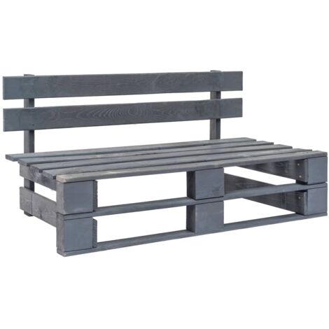Vidaxl – Banc palette de jardin en pin imprégné gris – Dimensions 110 x 65 x 55 cm – Résistant aux intempéries – Confort optimal avec coussins