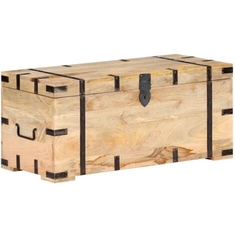 Vidaxl – Coffre en bois de manguier massif 90x40x40 cm – Durable et résistant à l'usure – Avec loquet et poignées – Pour rangement intérieur