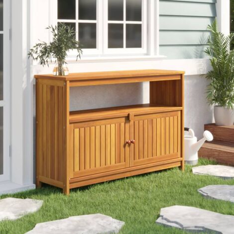 Vidaxl – Table console de jardin 110x35x75 cm en bois d'acacia massif – Finition à l'huile – Pour usage intérieur et extérieur – Dispositif de fixation inclus