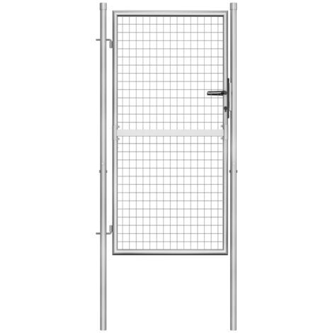 Vidaxl – Porte de jardin en acier galvanisé 105x200 cm – Charnières robustes – Verrou sécurisé avec 3 clés – Design classique et durable