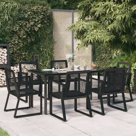 vidaXL Ensemble à manger de jardin 7 pcs Noir Rotin PVC (1/5)