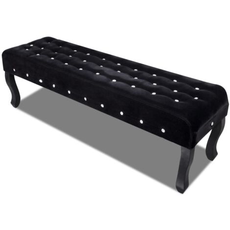 vidaXL Banc noir tissu velours avec boutons en cristal (1/4)