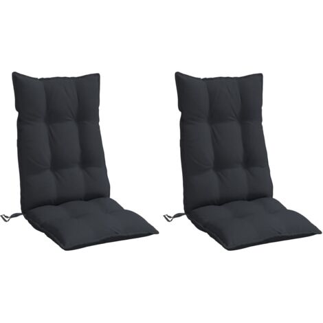 vidaXL Coussins de chaise à dossier haut lot de 2 noir tissu oxford (1/5)
