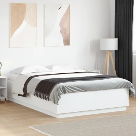 Cadre de lit avec LED sans matelas blanc 150x200 cm vidaXL (1/5)