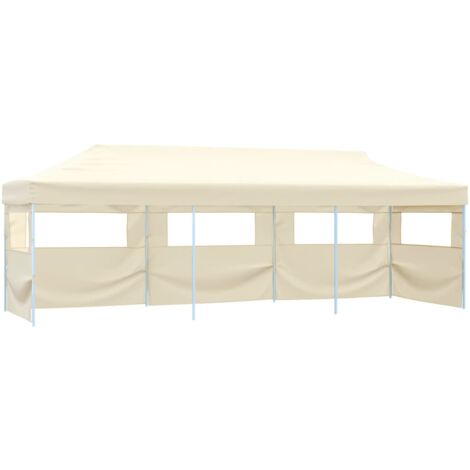 vidaXL Folding Pop-up Party Tent with 5 Sidewalls 3x9 m Cream