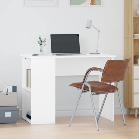 Vidaxl – Bureau droit blanc 100x55x75 cm en bois d'ingénierie – 2 compartiments de rangement – Surface lisse et résistante à l'humidité
