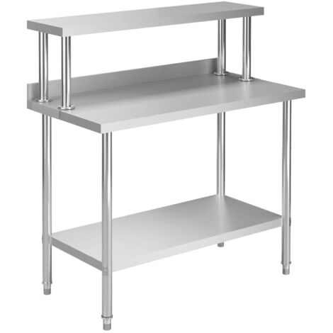 Vidaxl – Table de travail de cuisine inox 120x60x120 cm – Étagère intégrée – Capacité de charge 80 kg – Pieds réglables antidérapants