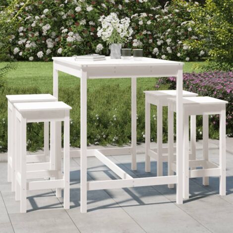 Ensemble de bar de jardin 5 pcs blanc bois massif de pin vidaXL (1/5)