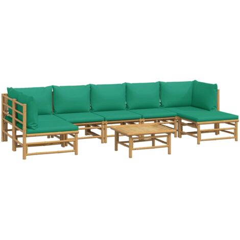 vidaXL Salon de jardin 8 pcs avec coussins vert bambou