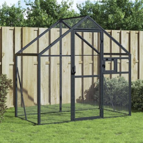Vidaxl – Volière anthracite 179x100x185 cm – Aluminium léger et résistant à la corrosion – Grille métallique pour observation – Porte et fenêtre verrouillables