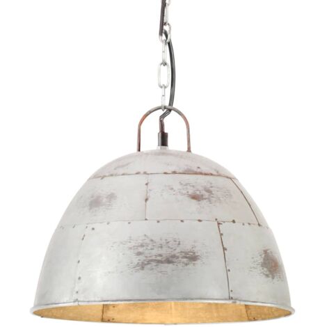 vidaXL Lampe suspendue industrielle vintage 25 W Argenté Rond 31cm E27