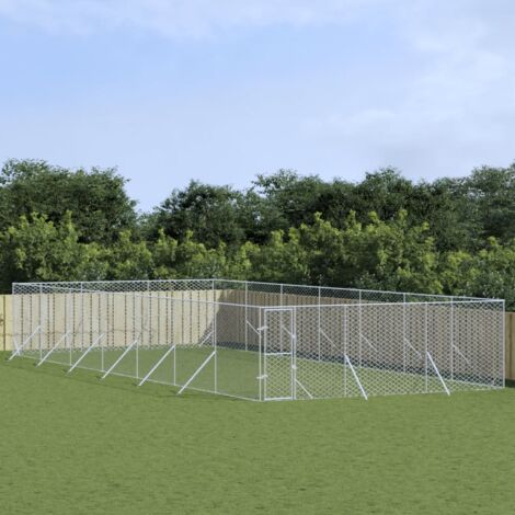 vidaXL Chenil d'extérieur pour chiens argenté 6x14x2 m acier galvanisé