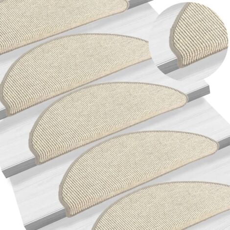 Tapis d'escalier 15 pièces 65 x 21 x 4 cm Argent Demi-rond Grand vidaXL (1/5)