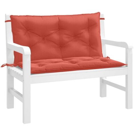 Coussins de banc de jardin lot de 2 rouge mélangé tissu vidaXL