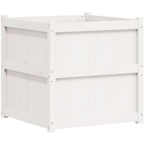 Vidaxl – Jardinière en bois de pin massif blanc 70x70x70 cm – Pour espaces extérieurs – Assemblage requis – Décorative et fonctionnelle