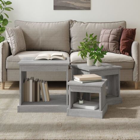 vidaXL Tables basses 3 pcs sonoma gris bois d'ingénierie (1/5)