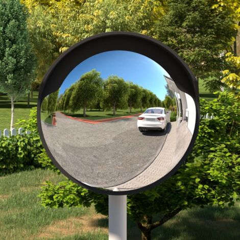 Vidaxl – Miroir de circulation convexe extérieur Ø45 cm – Polycarbonate incassable – Pare-soleil intégré – Pour intersections et virages serrés