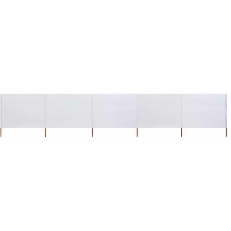 Paravent 5 panneaux Tissu 600 x 80 cm Blanc sable vidaXL