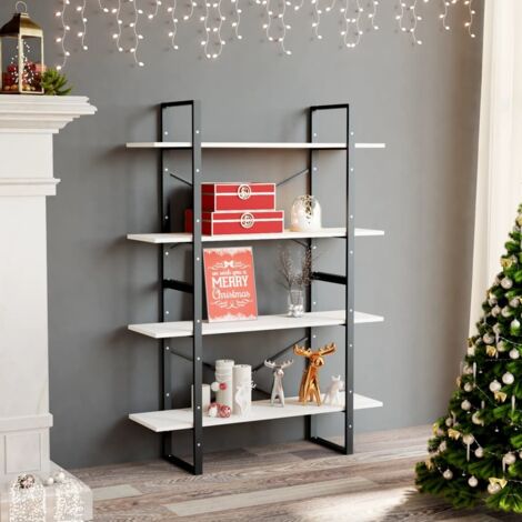 vidaXL 4-Tier Book Cabinet White 100x30x140 cm Solid Wood Pine (1/5)