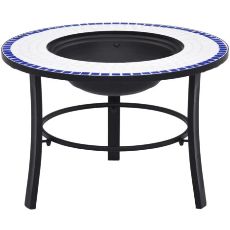 vidaXl Mosaic Fire Pit Blue and White 68cm Ceramic