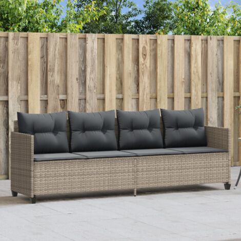vidaXL Chaise longue avec coussins gris clair résine tressée