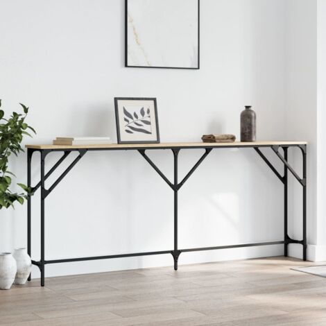 Vidaxl – Table console chêne sonoma 180x23x75 cm – Bois d'ingénierie résistant à l'humidité – Pieds réglables pour sol inégal – Design industriel (1/6)