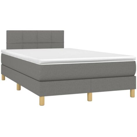 Lit à sommier tapissier avec matelas Gris foncé 120x200cm Tissu
