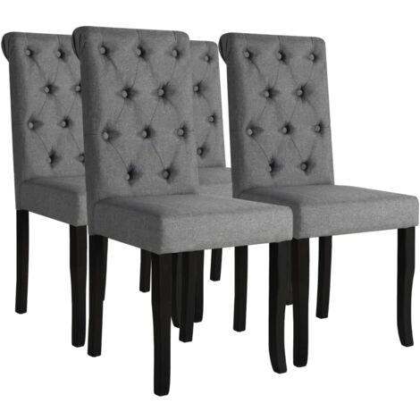 Vidaxl – Lot de 4 chaises scandinaves en tissu gris foncé – Cadre en bois massif – Confort optimal avec rembourrage en mousse – Facile à assembler (1/5)