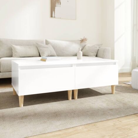 Vidaxl – Tables d'appoint 2pcs blanc brillant – Bois d'ingénierie – Dimensions 50x46x35cm – Tiroir spacieux pour rangement (1/6)
