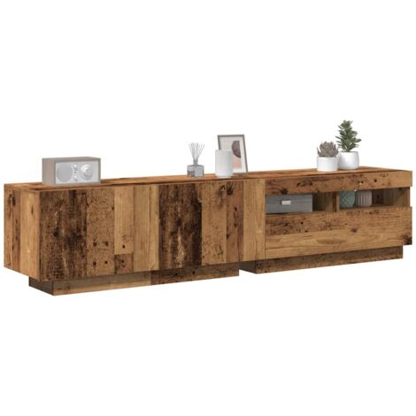 Vidaxl – Meuble TV avec lumières LED – Chêne artisanal en bois d'ingénierie – Dimensions 180x35x40 cm – Espace de rangement optimisé