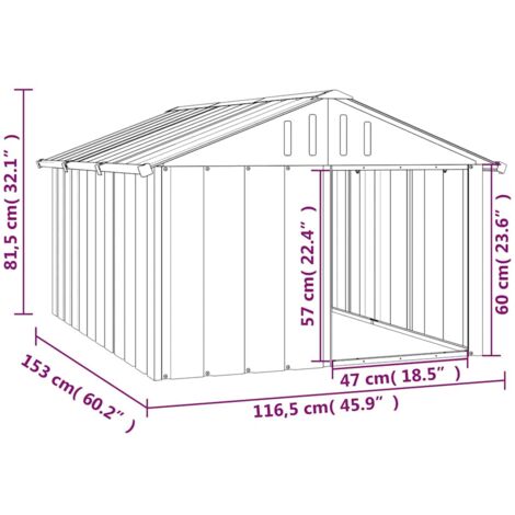 vidaXL Niche pour chien Anthracite 116,5x153x81,5 cm Acier galvanisé