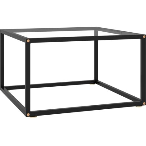 vidaXL Table basse Noir avec verre trempé 60x60x35 cm